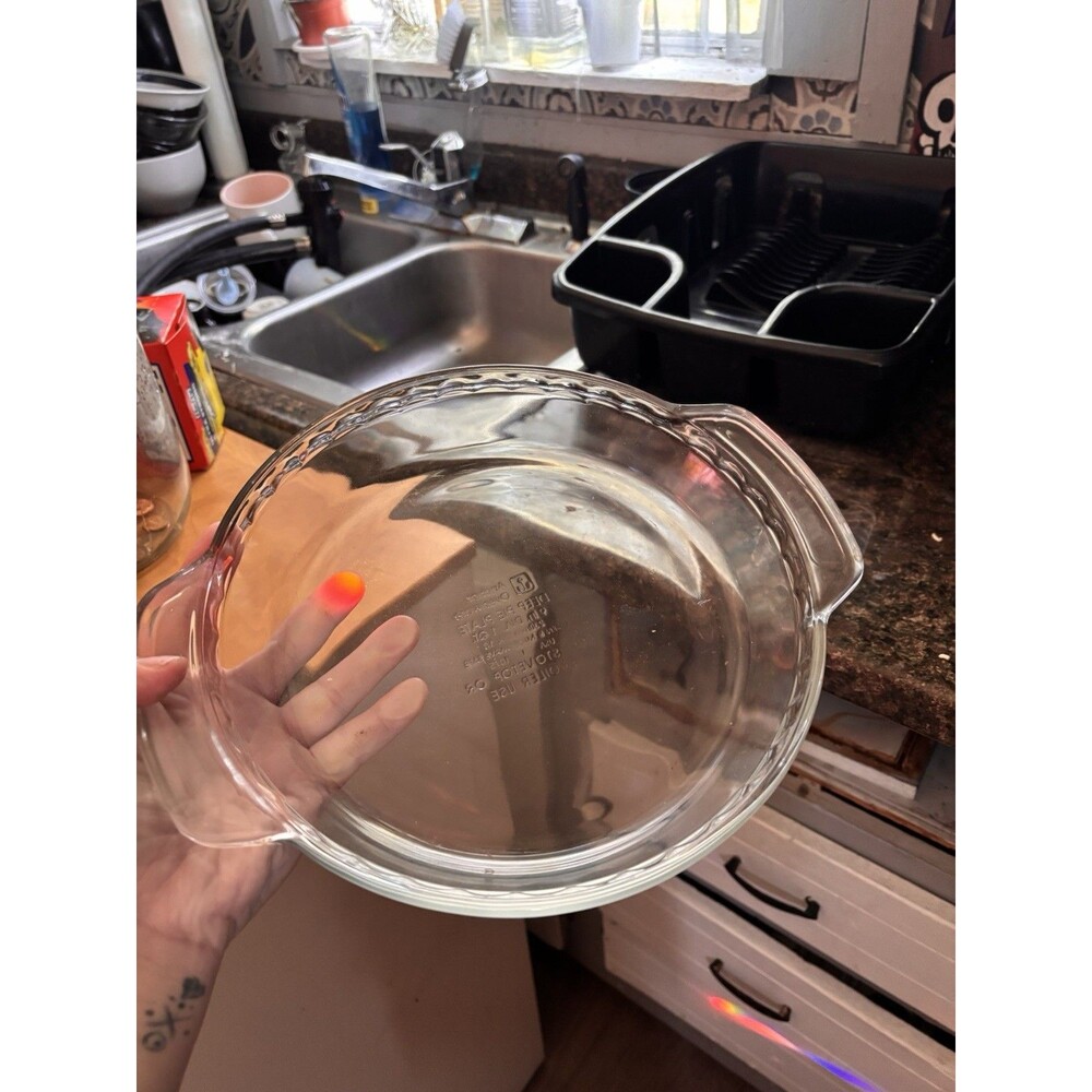 Anchor Hocking Ovenware Deep Pie Plate Microwave Safe 9 Inch Clear Glass Round - Picture 3 of 4